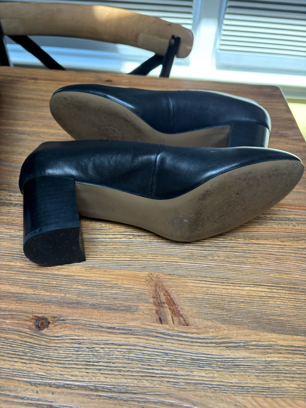 Adrienne Vittadini Black Leather Low Block Heel Pumps - Picture 7 of 12